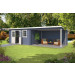  Outdoor Life Products | Tuinhuis met Overkapping Aida 760 x 275 | Gecoat | Platinum Grey-Wit 210408-01